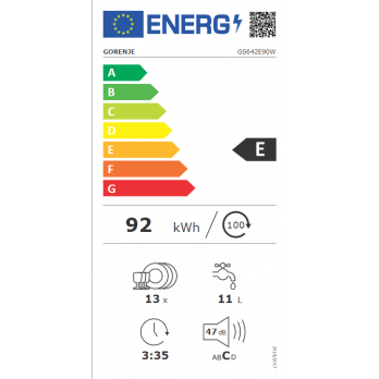 Gorenje samostojeća perilica posuđa GS642E90W