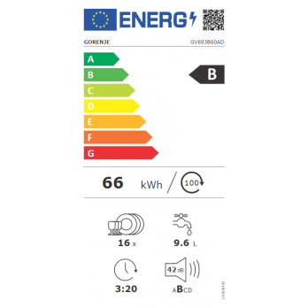 Gorenje ugradbena perilica posuđa GV693B60AD