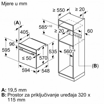Bosch HBG536EB3 Serie 6, 60 x 60 cm, Crna