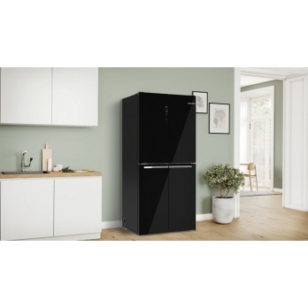 Bosch KMC85LBEA Serie 4, French Door Bottom Mount Refrigerator, Glass door, 189.5 x 85.5 cm, Crna