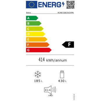 Beko RCNE720E3VZXPN kombinirani hladnjak širine 83,2cm