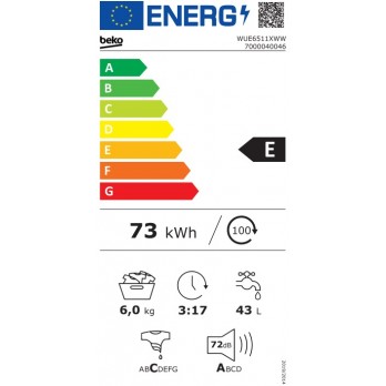 Beko WUE6511XWW Samostojeća perilica rublja (6 kg, 1000 okr/min)