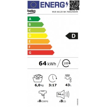 Beko WUE 6612D BA samostojeća perilica rublja (6 kg, 1200 okr/min)