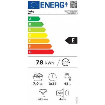 Beko WUE7511XWW Samostojeća perilica rublja (7 kg, 1000 okr/min)