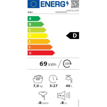 Beko WUE7612XST Samostojeća perilica rublja (7 kg, 1200 okr/min)