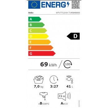 Beko WTV7712XW Samostojeća perilica rublja (7 kg, 1400 okr/min)