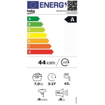 Beko BM3WFSU37413WPBB1Samostojeća perilica rublja (7 kg, 1400 okr/min)