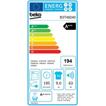 Beko B3T49240 sušilica rublja (Toplinska pumpa, 9 kg)