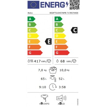 Beko B5DFT510457WPB perilica rublja sa sušilicom (10 kg / 7 kg, 1400 rpm)