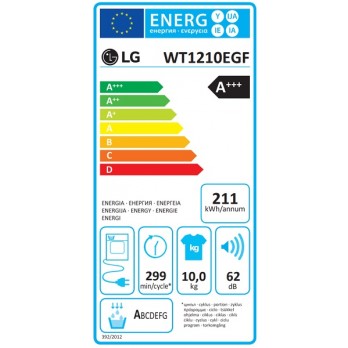 LG WT1210EGF WashTower, 12/10 kg, max. 1400 okr./min., Steam™, TurboWash™360, ThinQ™ WiFi funkcija