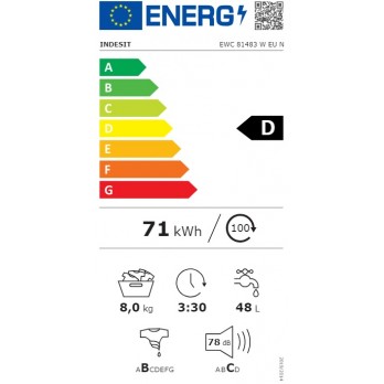 Indesit EWC 81483 W EU N perilica rublja s prednjim punjenjem 8,0kg