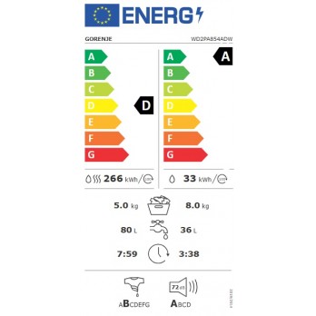 Gorenje WD2PA854ADW perilica rublja sa sušilicom, 8 kg, 1400 okr/min