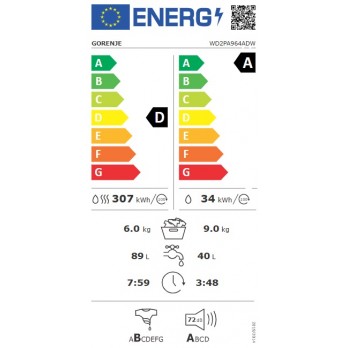 Gorenje WD2PA964ADW perilica rublja sa sušilicom, 9 kg, 1400 okr/min