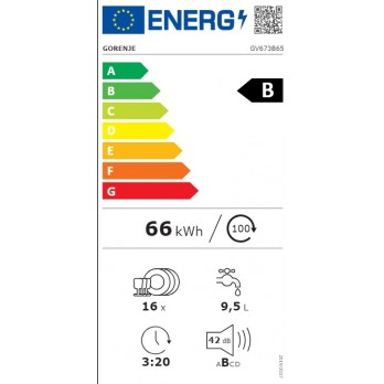 Gorenje GV673B65 ugradbena perilica posuđa, 60 cm