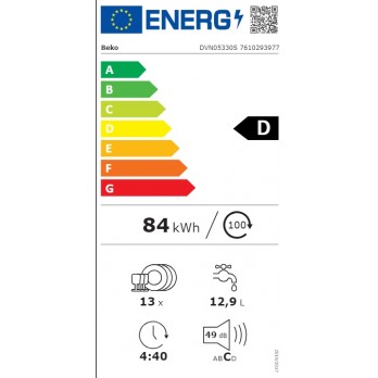 Beko DVN05330S Samostojeća perilica posuđa (13 Broj kompleta posuđa , Puna veličina)