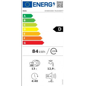 Beko DVN05330W Samostojeća perilica posuđa (13 Broj kompleta posuđa , Puna veličina)
