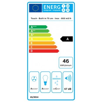 Falmec VIRGOLA TOUCH INOX 75cm 800 m3/h ugradbena napa 8034122367453