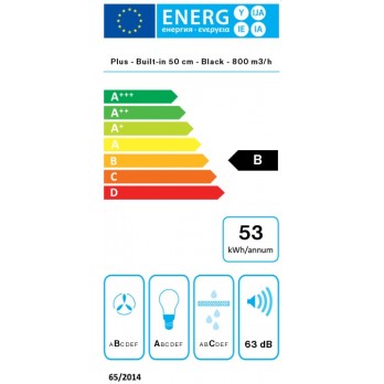 Falmec Gruppo Incasso Plus, 50 cm Black 800 m3/h ugradbena napa 8034122367194