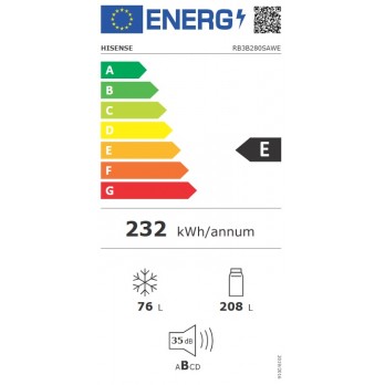 Hisense RB3B280SAWE ugradbeni kombinirani hladnjak/zamrzivač