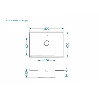 Alveus Luxal 20 edge, sudoper, podignuti rub