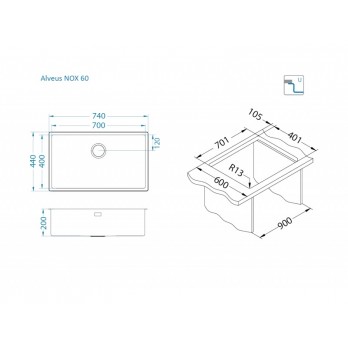 Alveus Nox 60 sudoper