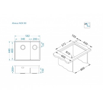 Alveus Nox 90D sudoper