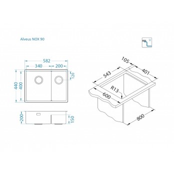 Alveus Nox 90D sudoper