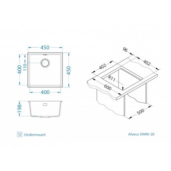 Alveus Omni 20 sudoper Granital CONCRETE - G81