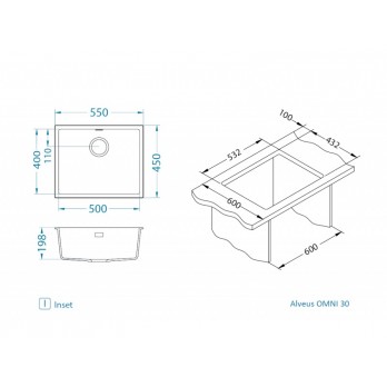 Alveus Omni 30 sudoper Granital ARCTIC - G11