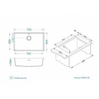 Alveus Omni 40 sudoper Granital BEIGE - G55