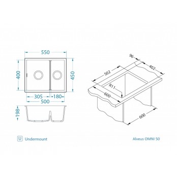 Alveus Omni 50 sudoper Granital CARBON - G91