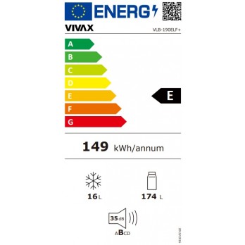 Vivax VLB-190ELF+  ugradbeni kombinirani hladnjak
