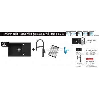 SET Alveus Intermezzo 130 G90-deep black + Mirage black slavina + AllRound black posloga za sušenje