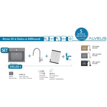 SET Alveus Atrox 30 sudoper + Delos slavina + AllRound podloga za sušenje