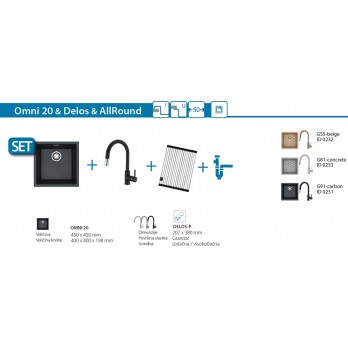 SET Alveus Omni 20 sudoper + Delos slavina + AllRound podloga za sušenje