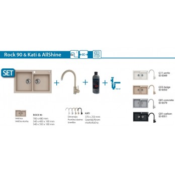SET Alveus Rock 90 sudoper + Kati slavina + AllShine