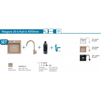SET Alveus Niagara 20 sudoper + Kati slavina + AllShine