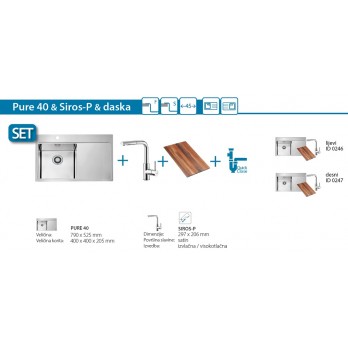 SET Alveus  Pure 40 sudoper LIJEVI + Siros-P slavina + Daska