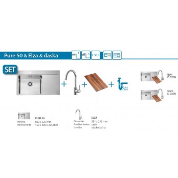 SET Alveus  Pure 50 sudoper LIJEVI + Elza slavina + Daska
