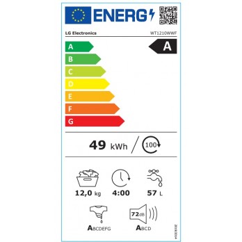 LG WT1210WWF WashTower, 12/10 kg, max. 1400 okr./min., Steam™, TurboWash™360, ThinQ WiFi funkcija