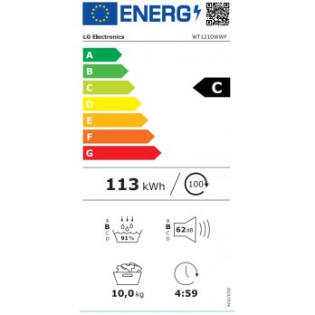 LG WT1210WWF WashTower, 12/10 kg, max. 1400 okr./min., Steam™, TurboWash™360, ThinQ WiFi funkcija