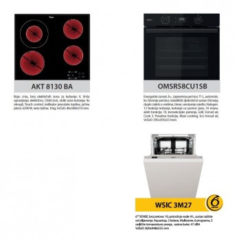 Whirlpool ugradbeni set uređaja AKT 8130 BA + OMSR58CU1SB + WSIC 3M27