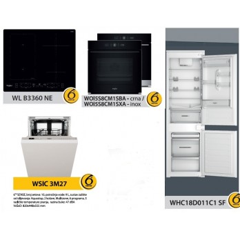 Whirlpool ugradbeni set uređaja WL B3360 NE + WOI5S8CM1SBA (crna) + WSIC 3M27 + WHC18D011C1 SF
