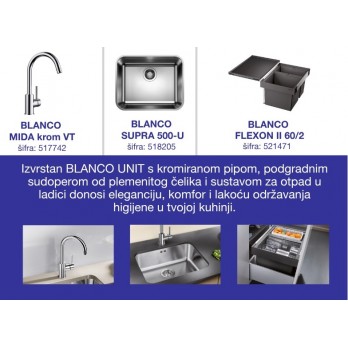 BLANCO AKCIJA Blanco Supra sudoper + Blanco Mida slavina + Blanco Flexon sustav za odvajanje otpada Black Friday