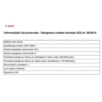 Bosch HBF133BA1 ugradbena pećnica 60 x 60 cm Crna