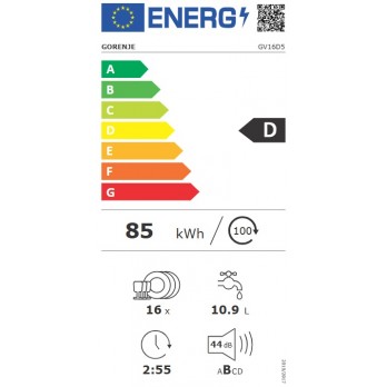 Gorenje GV16D5 Potpuno ugradbena perilica posuđa, 60 cm