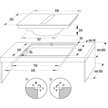 Hisense HEH8443BSCWF1 Indukcijska ploča za kuhanje s napom, 83 cm