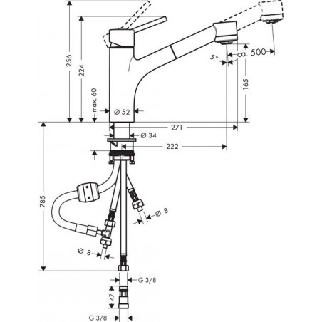 Hansgrohe M525-H170 kuhinjska slavina sa tušem