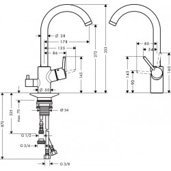 Hansgrohe M524-H270 kuhinjska slavina