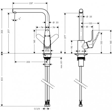 Hansgrohe M411-H280 ST kuhinjska slavina